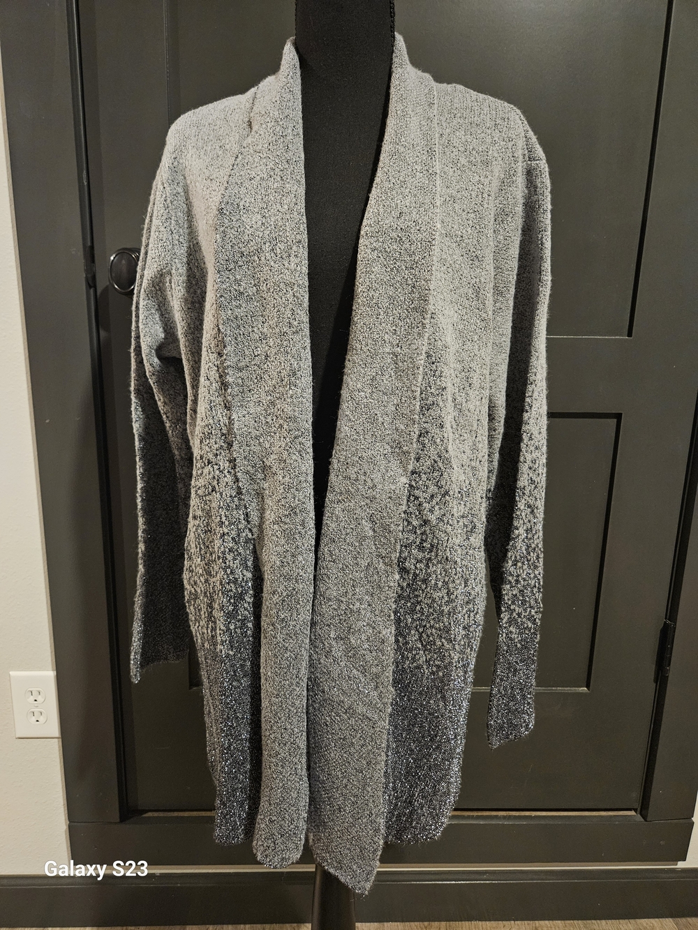 Adrienne Vittadini Gray Ombre Open-Front Knit Cardigan